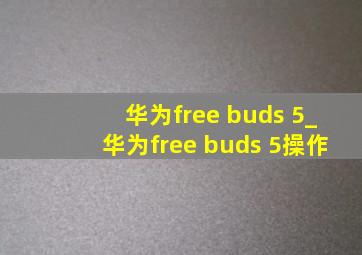 华为free buds 5_华为free buds 5操作